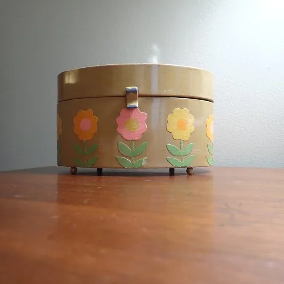 Vintage Metal Box Purse Flowers - Picture 11 of 13